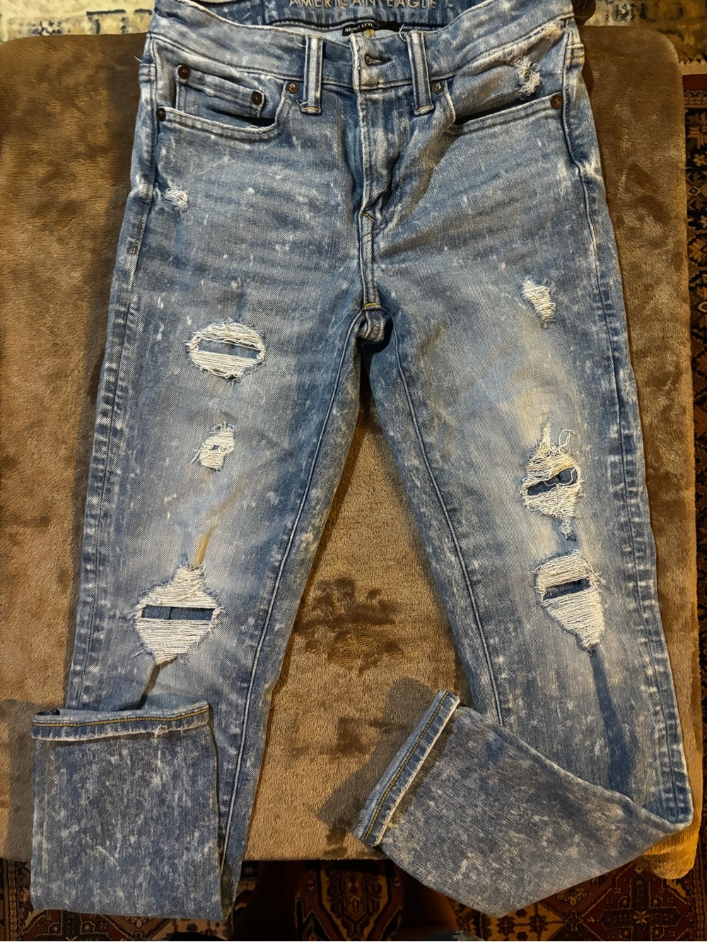 American Eagle Outfitters Light Blue Distressed Skinny Jeans